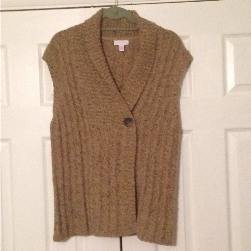 One button knit vest with shawl collar